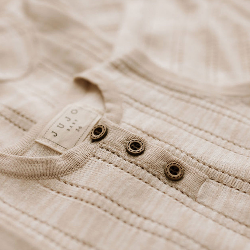 Line Pointelle Onesie - Sand / Ecru