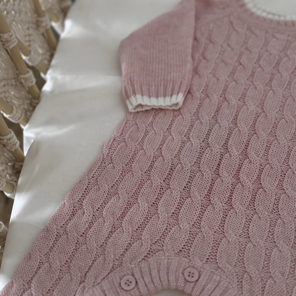 All over cable Onesie _ Blush Pink
