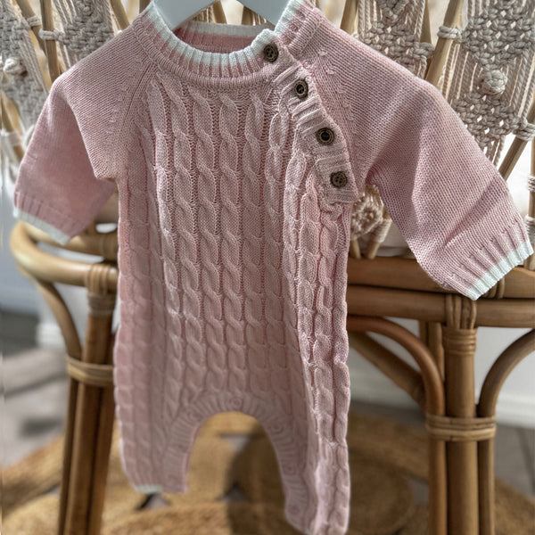 All over cable Onesie _ Blush Pink