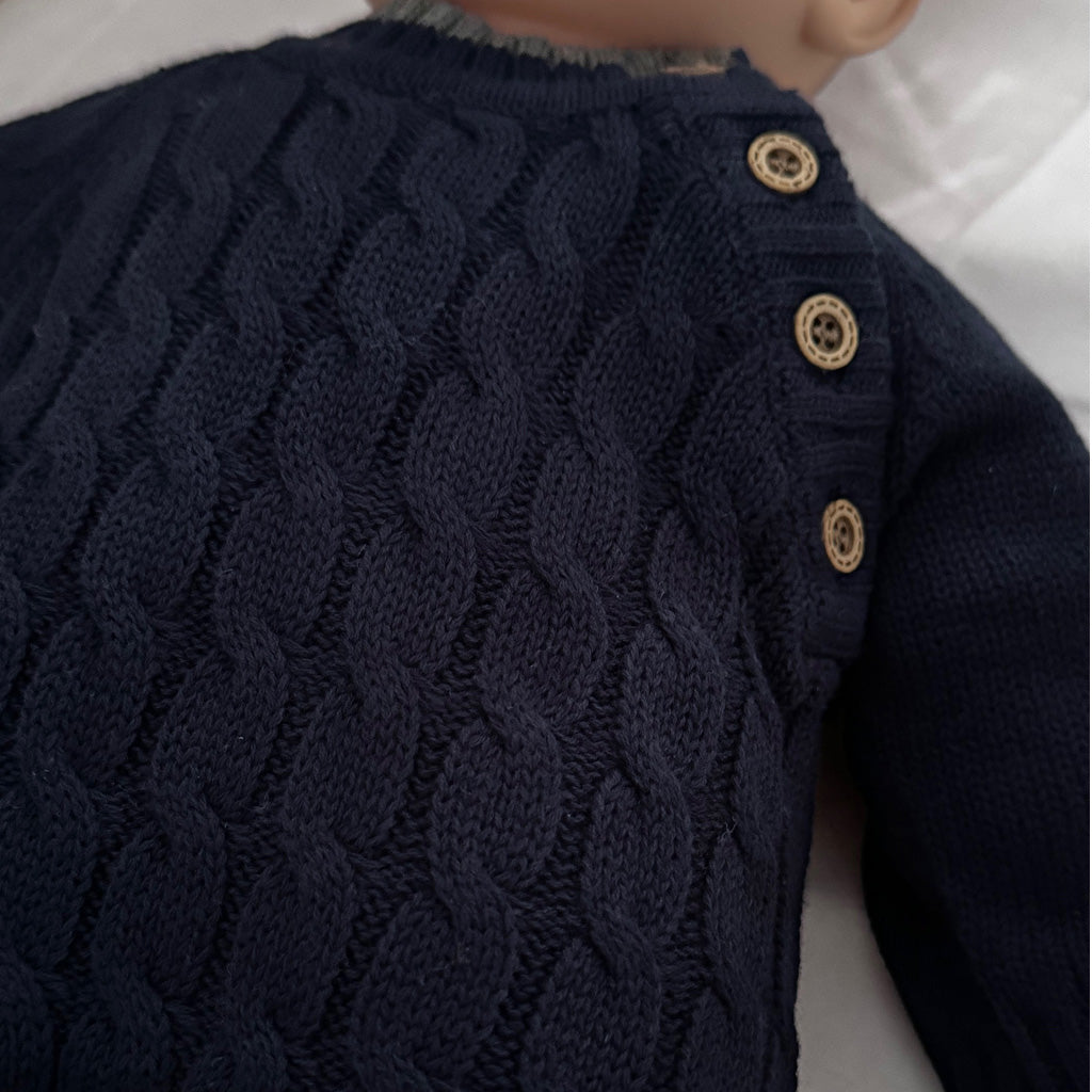 All over cable Onesie _ Navy