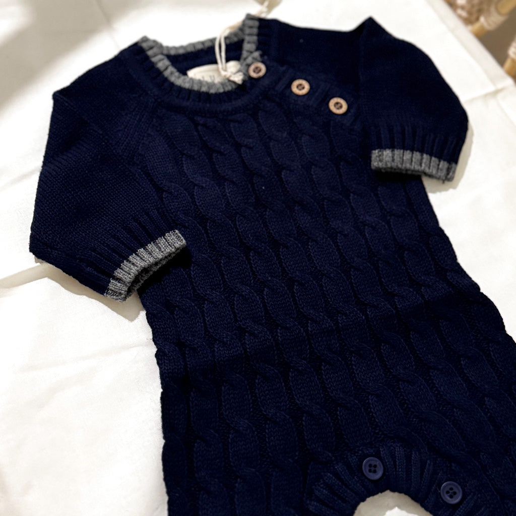 All over cable Onesie _ Navy