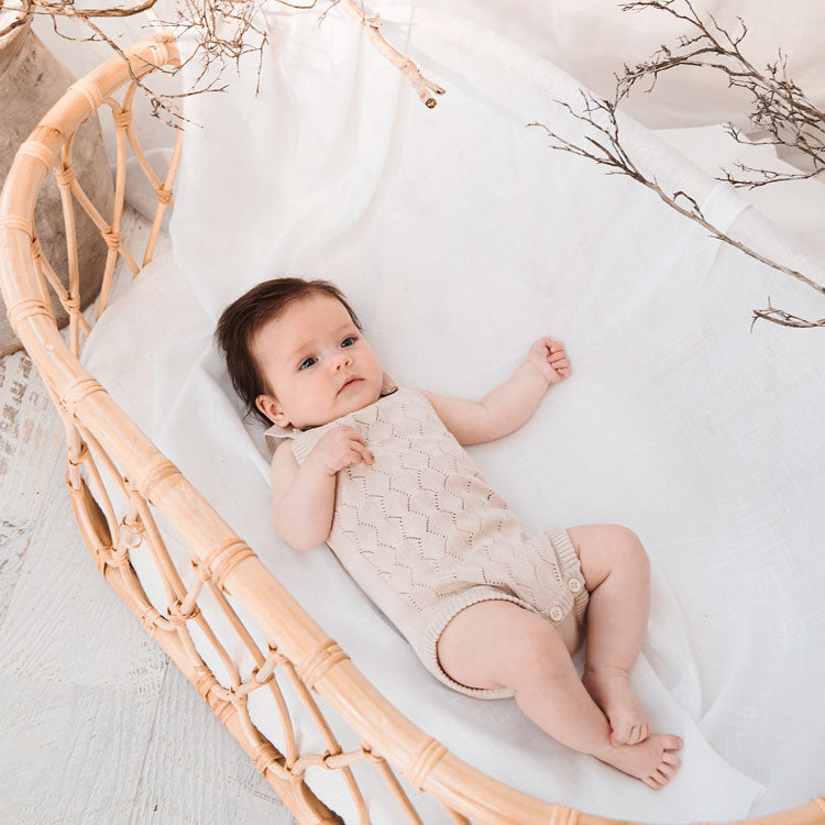 Diamond Pointelle  Onesie - Dark Sand