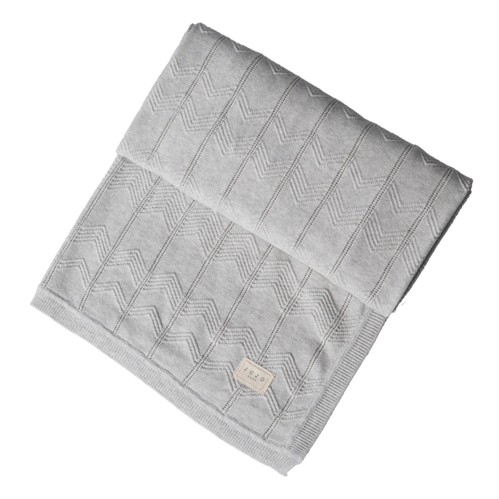 Chevron pointelle Cot Blanket - Silver