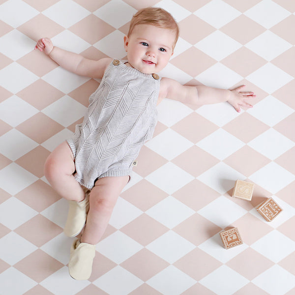 Chevron Lace Knit Onesie - Silver