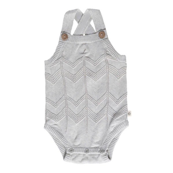 Chevron Lace Knit Onesie - Silver