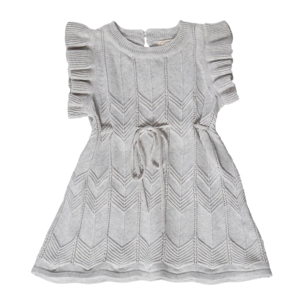 Chevron Lace Knit Dress - Silver -  ONLY 0-3m + 3-6m LEFT