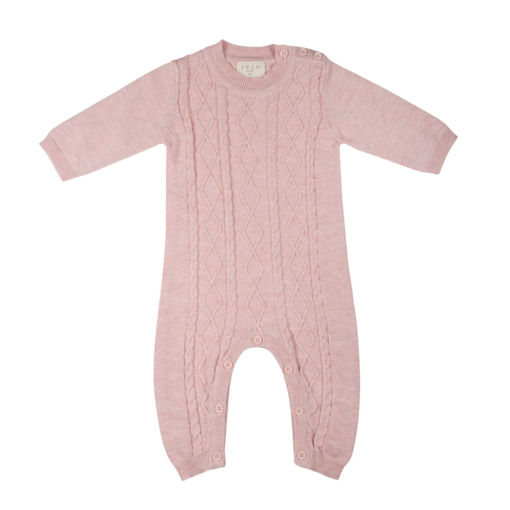 Lightweight Cable Onesie - Blush Pink