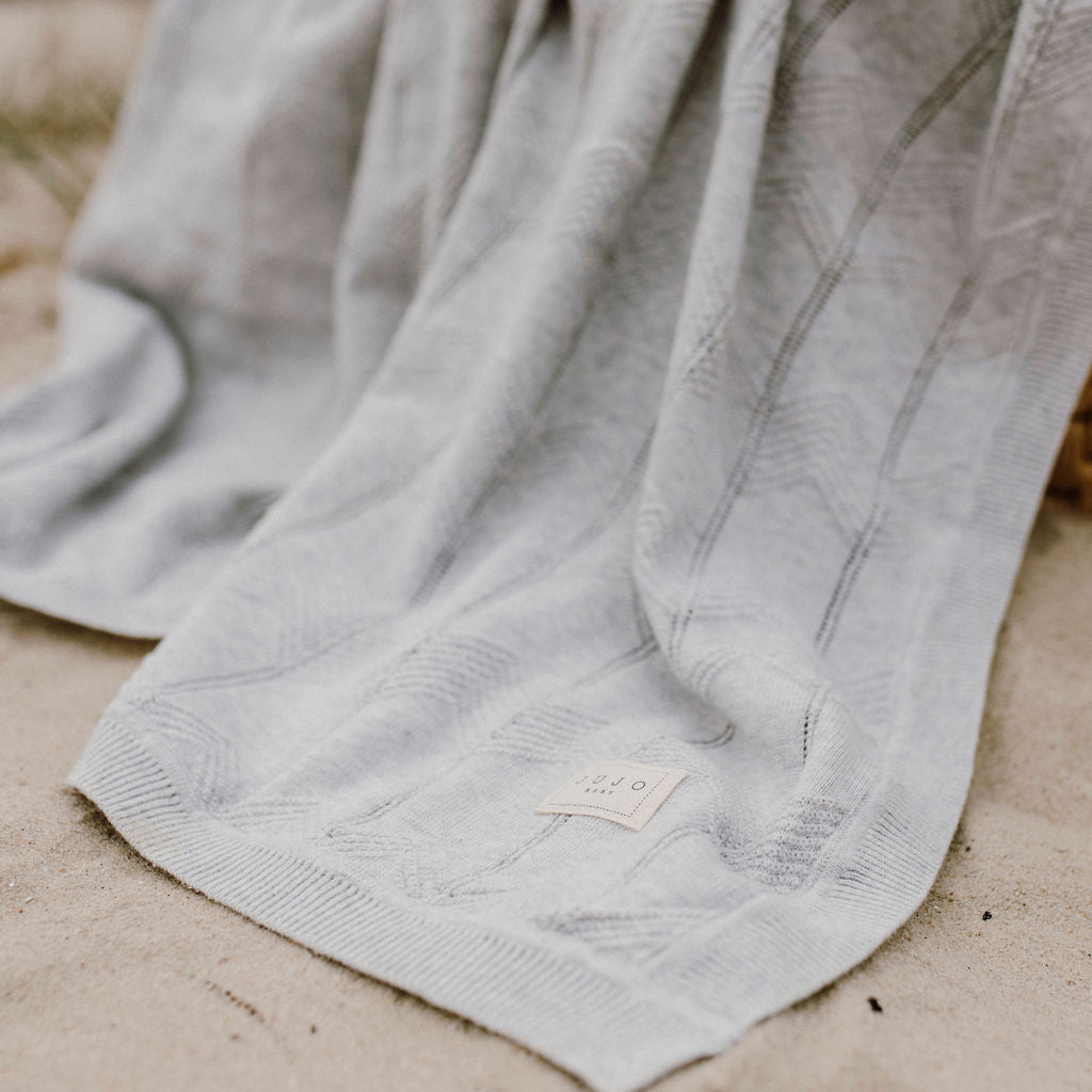 Chevron pointelle Cot Blanket - Silver