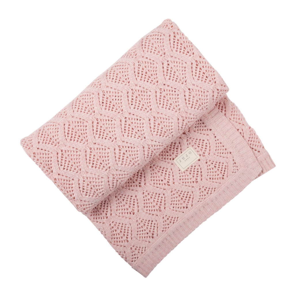 Trellis Lace blanket - Blush Pink