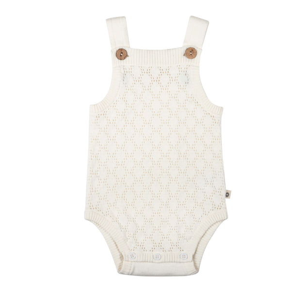 Pointelle Lace Knit Onesie - Milk