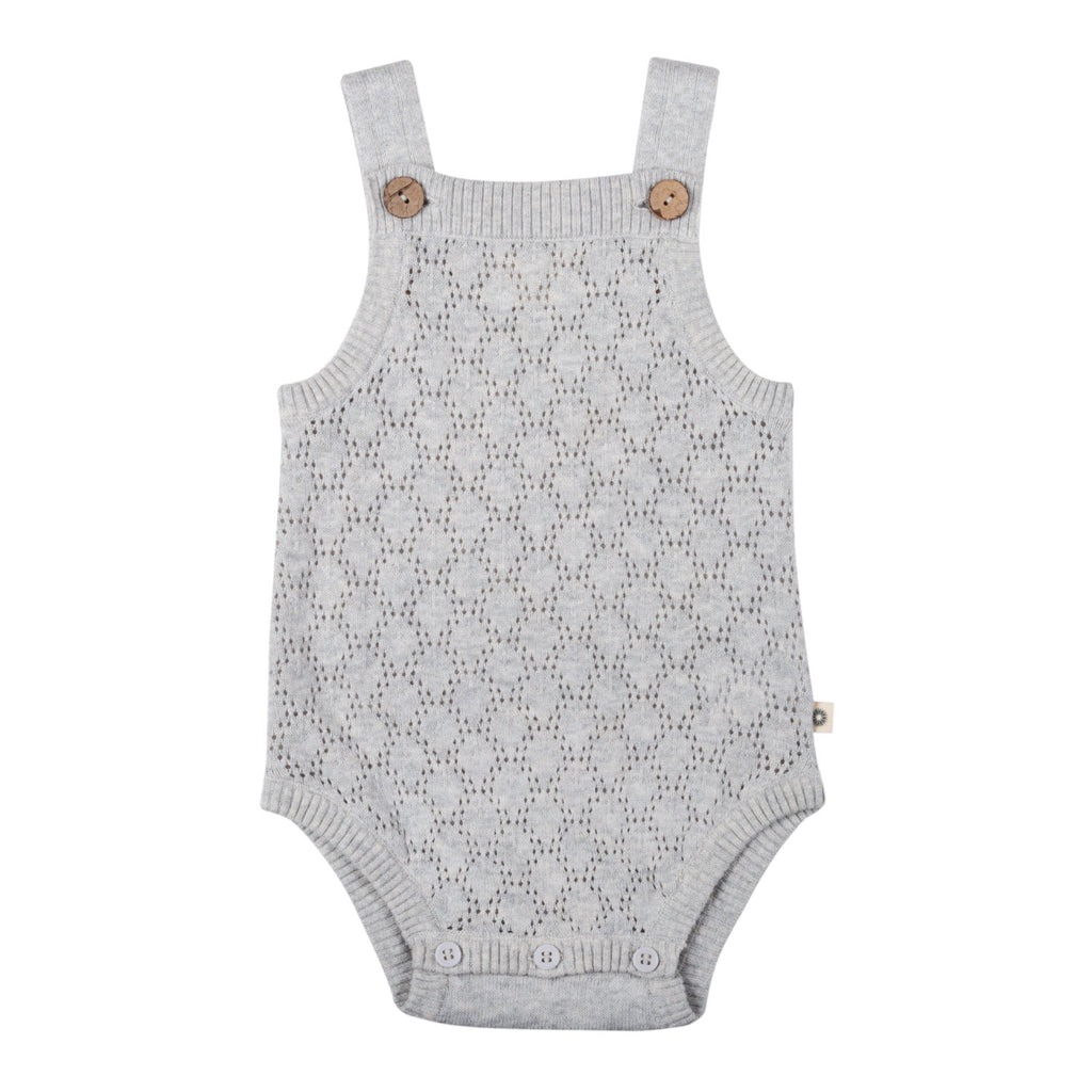 Pointelle Lace Knit Onesie - Silver